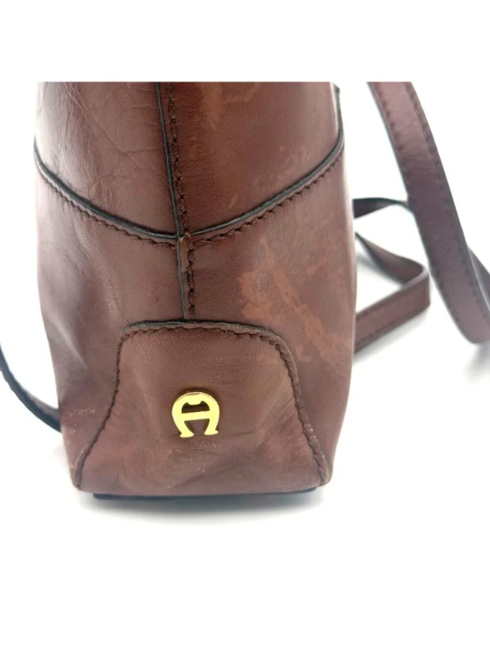 Etienne Aigner Brown Genuine Leather Satchel Shoulder Bag Crossbody Purse